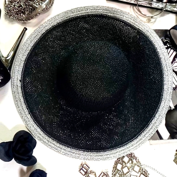 100% Paper Brim with Shimmery Silver Metallic Trim - Picture 4 of 14